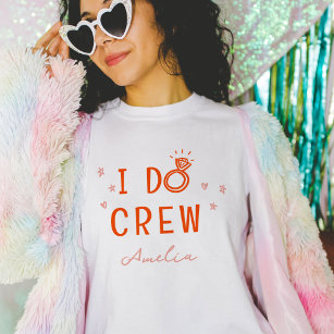 Pink and Red I Do Crew Sketch Bachelorette Party T-Shirt
