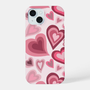 Pink and Red Layered Heart Pattern iPhone 15 Case