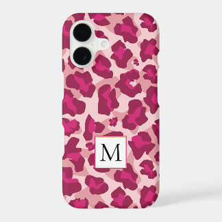Pink and red leopard animal print and monogram