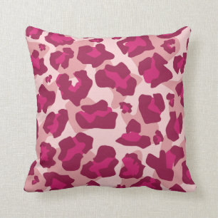 Pink and red leopard print cushion