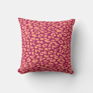 Pink and Red Leopard Print Skin Fur Cushion