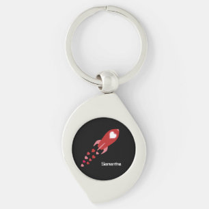 Pink and Red Love Space Ship Key Ring