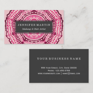 Pink and Red Marsala Painted Girly Mandala Business Card