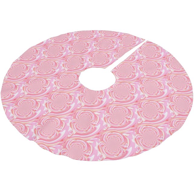 Pink and Red Modern Fractal Design Brushed Polyester Tree Skirt (Angled)