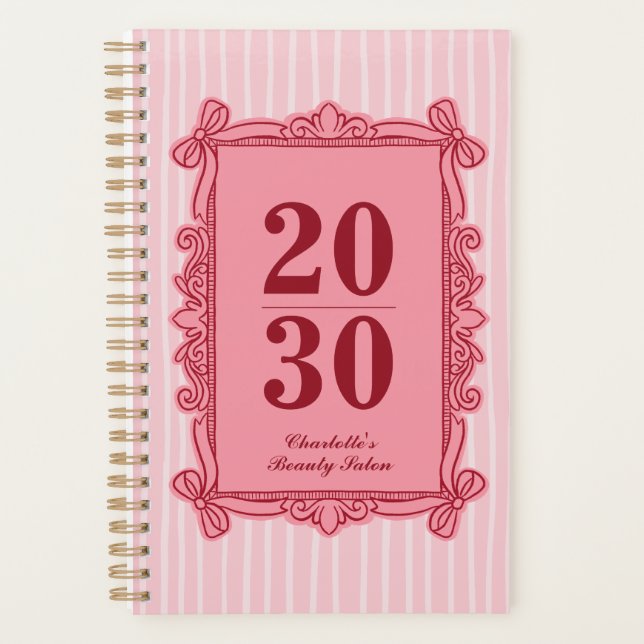 Pink and Red Ornate Bow Frame Year Planner (Front)