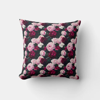 Pink and Red Painted Roses Cushion
