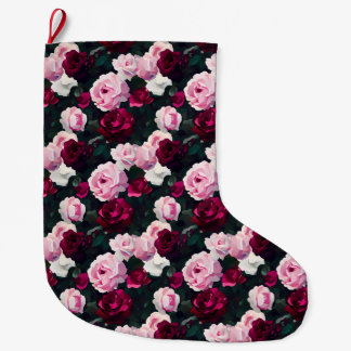Pink and Red Painted Roses Large Christmas Stocking