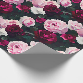 Pink and Red Painted Roses Wrapping Paper