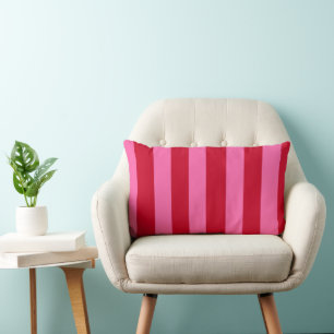 Pink and Red Peppermint Stripes Lumbar Cushion