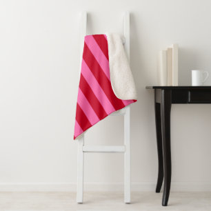Pink and Red Peppermint Stripes Sherpa Blanket