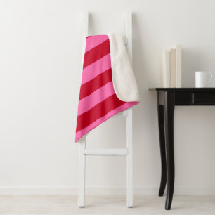 Pink and Red Peppermint Stripes Sherpa Blanket
