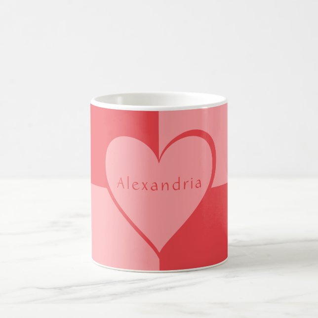 Pink and Red Personalised Heart Coffee Mug (Center)