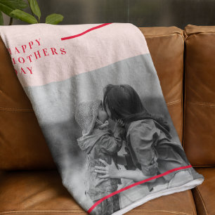 Pink and Red Photo Mother's Day Gift Fleece Blanket
