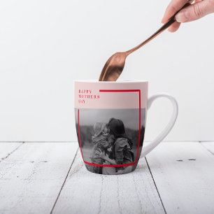 Pink and Red Photo Mother's Day Gift Latte Mug
