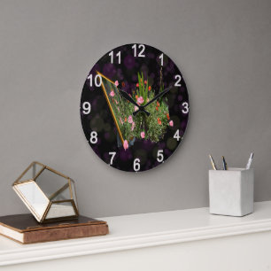 Pink And Red Poppy Popout Art, Large Clock