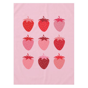 Pink And Red Preppy Aesthetic Strawberries Tablecloth
