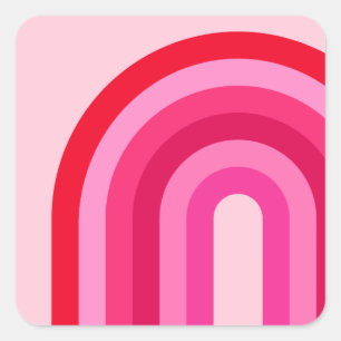 Pink And Red Rainbow Square Sticker