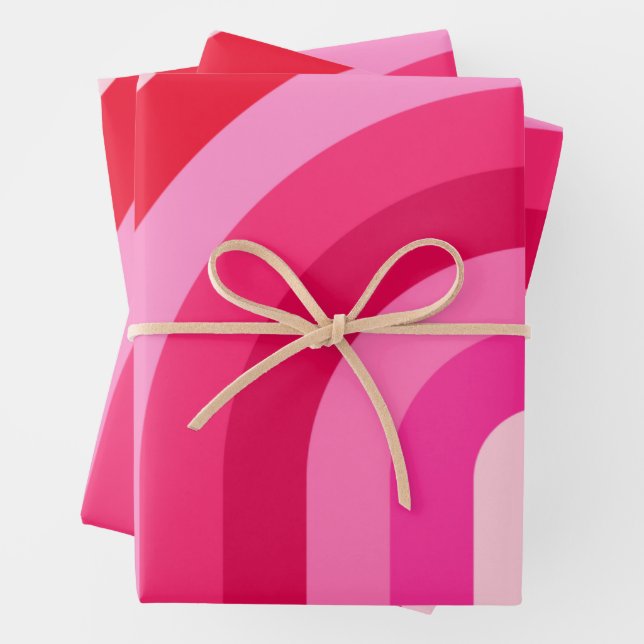 Pink And Red Rainbow Wrapping Paper Sheet (In situ)