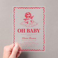 Pink and Red Retro Cherub Baby Shower