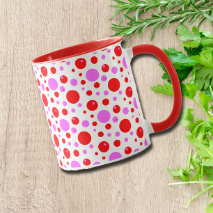 Pink and Red Retro Polka Dots Mug