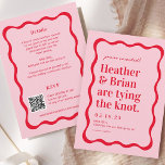 Pink and Red Retro Tying The Knot QR Wedding  Invitation<br><div class="desc">Pink and Red Retro Tying The Knot QR Wedding Invitations</div>