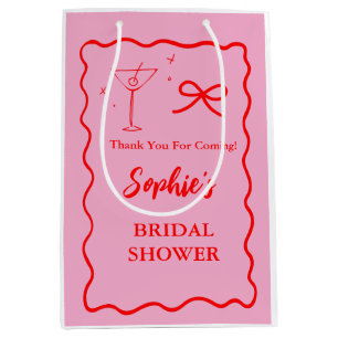 Pink And Red Retro Wavy Martini Glass Medium Gift Bag