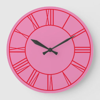 Pink and Red Ring Roman Numerals Large Clock