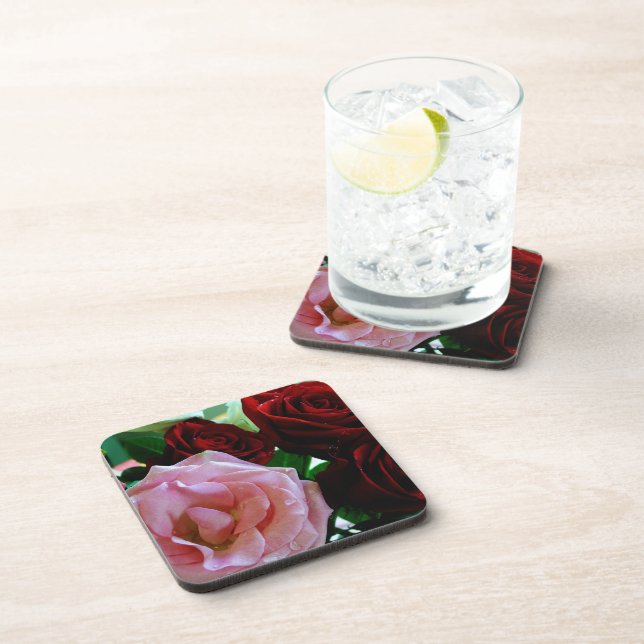 pink and red rose flowers coaster (Right Side)