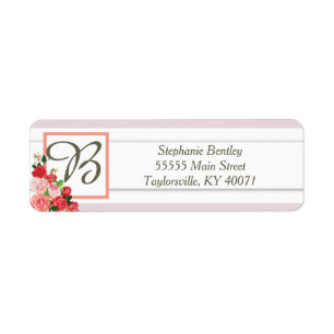 Pink and Red Rose Wedding Return Address Label
