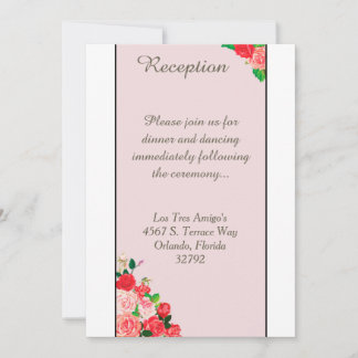 Pink and Red Roses Floral 3.5x7 Reception Card