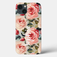 Pink And Red Roses Floral Pattern
