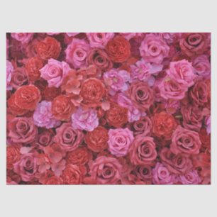 Pink and red roses floral pattern tissue paper