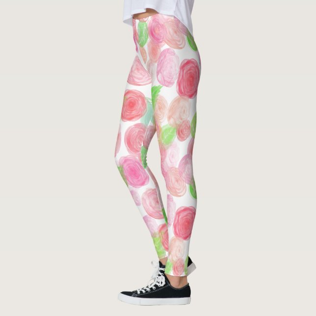 Pink And Red Roses Leggings (Left)