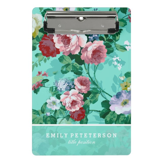 Pink And Red Roses Pattern Mini Clipboard (Front)