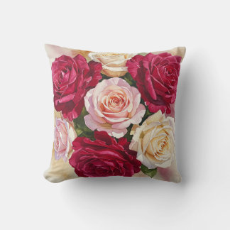 Pink and Red Roses Pillow