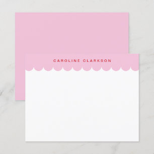 Pink and red Scallop Border Modern Note card