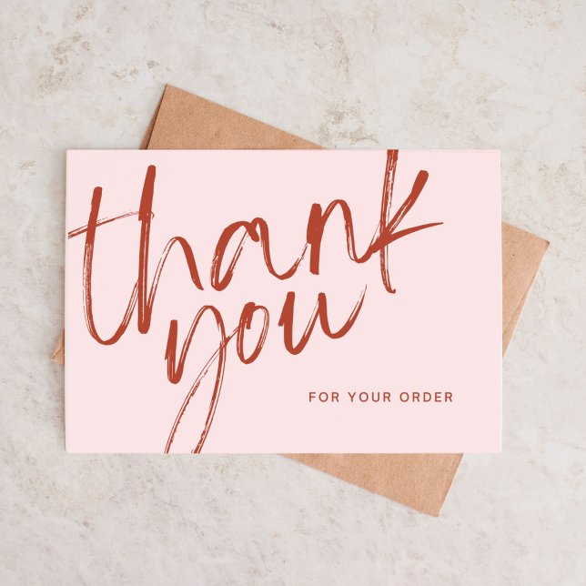 Pink and Red Script Thank You For Your Order Business Card (Creator Uploaded)