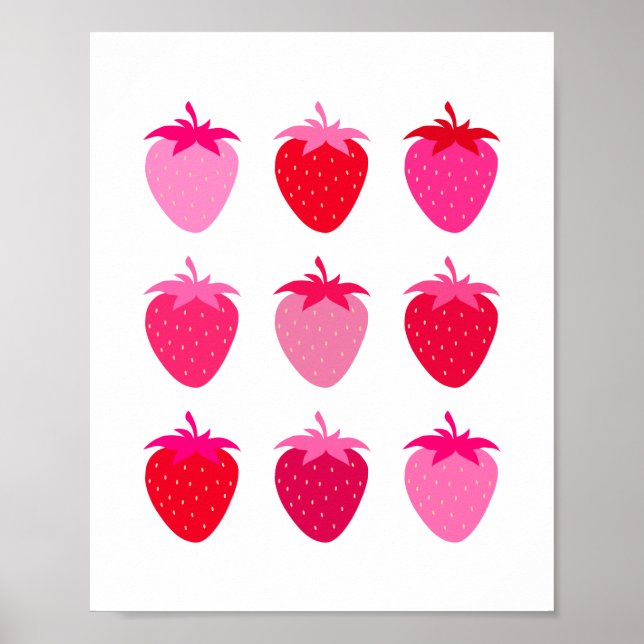 Pink And Red Strawberries Poster (Front)