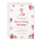 Pink and Red Strawberry Daisy Berry First Birthday
