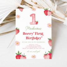Pink and Red Strawberry Daisy Berry First Birthday