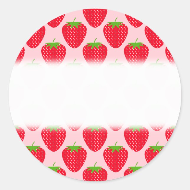 Pink and Red Strawberry Pattern. Classic Round Sticker (Front)