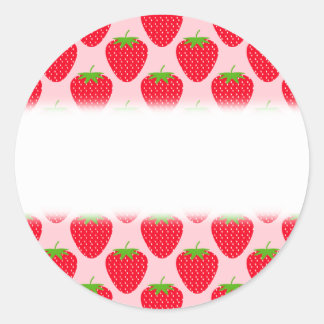 Pink and Red Strawberry Pattern. Classic Round Sticker
