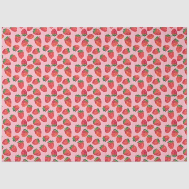 Pink and Red Strawberry  Tissue Paper (Front)