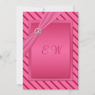 Pink and Red Stripe Monogrammed Invitation