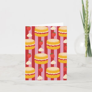 Pink and red striped card with cake pattern