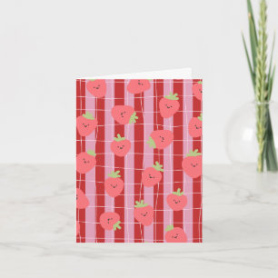 Pink and red striped card, with strawberries card