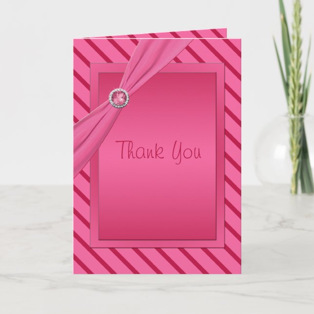 Pink and Red Striped Thank You Card (Front)