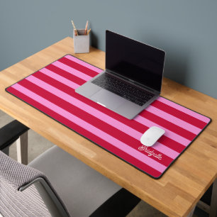  Pink and Red Stripes Pattern Personalised  Desk Mat