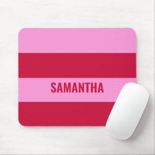 Pink and Red Stripes Pattern Personalised Mouse Mat