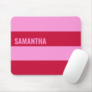 Pink and Red Stripes Pattern Personalised Mouse Mat